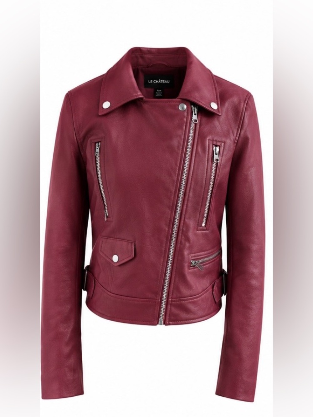 Love Tree Maroon Burgundy Faux Leather Moto Jacket Women’s 
size M